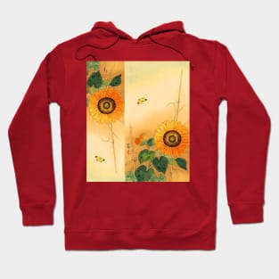 SUNFLOWER AND BUTTERFLY Antique Japanese Paintings Hoodie